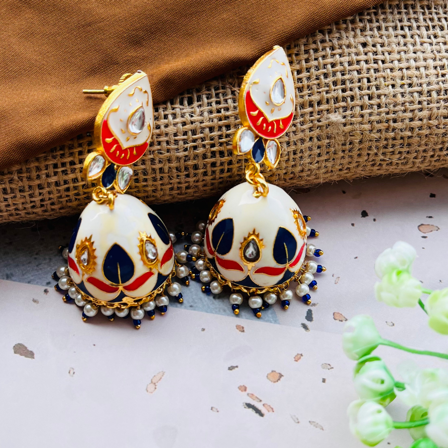 Classy Meenakari Dome Jhumkas Earrings