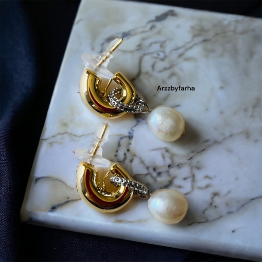 Luxe Gold Pearl Dezi Earrings