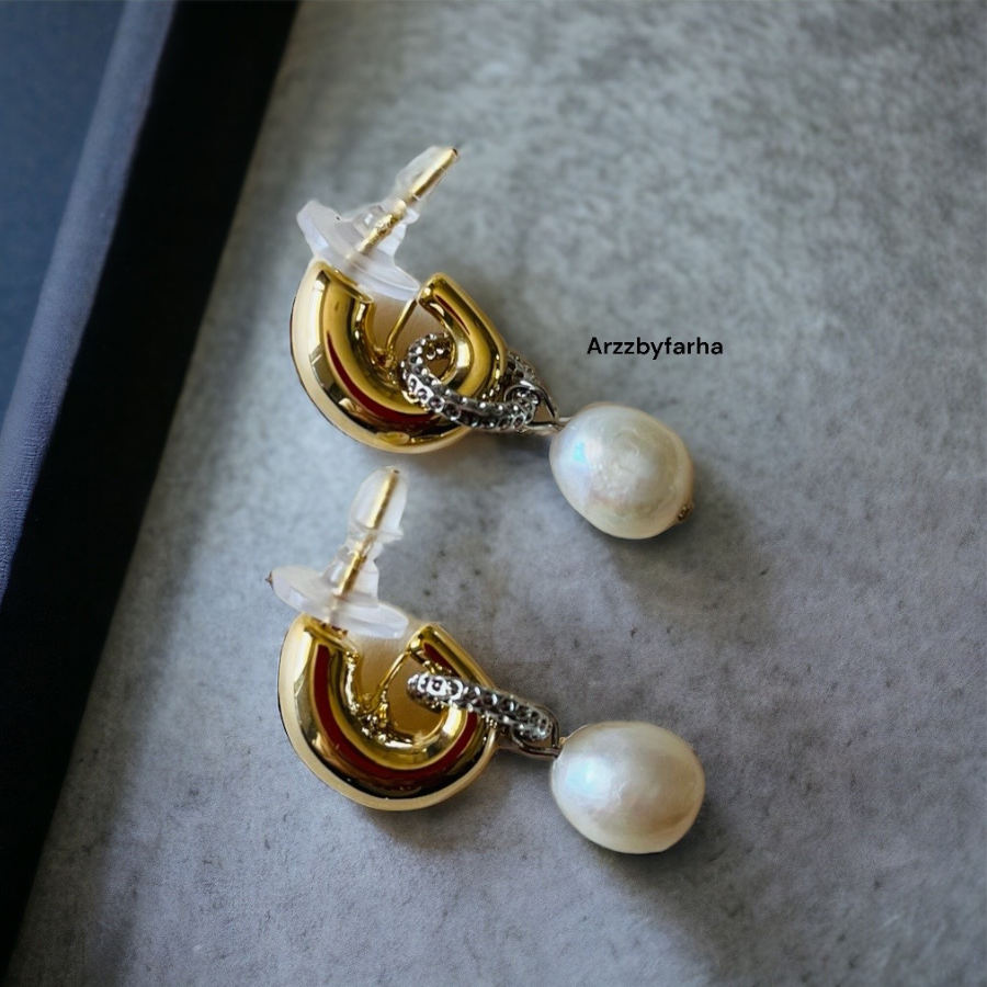 Luxe Gold Pearl Dezi Earrings