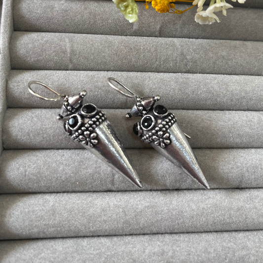 Silver Oxidised Hook Earrings