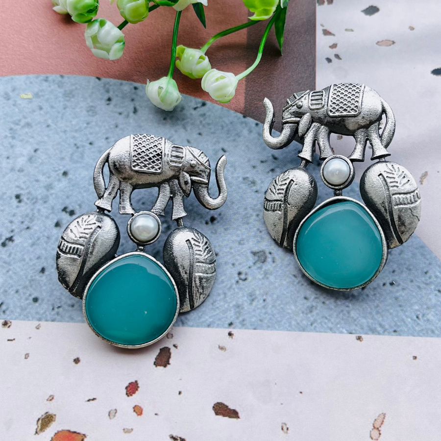 Elephant Turquoise Blue Studs
