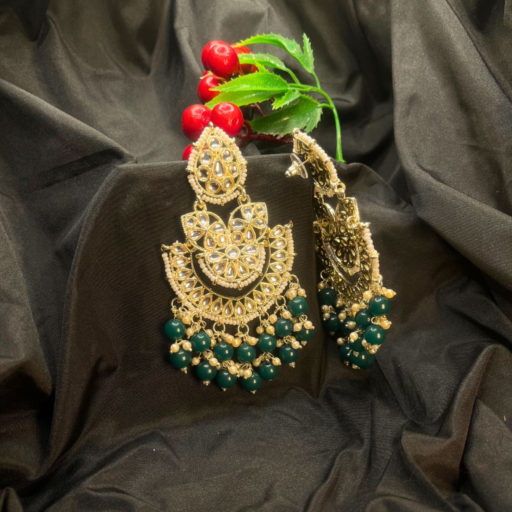 Green Kundan Earrings