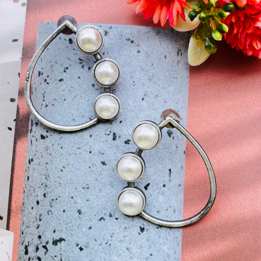 Contemporary Pearl Stud Earrings