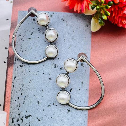 Contemporary Pearl Stud Earrings
