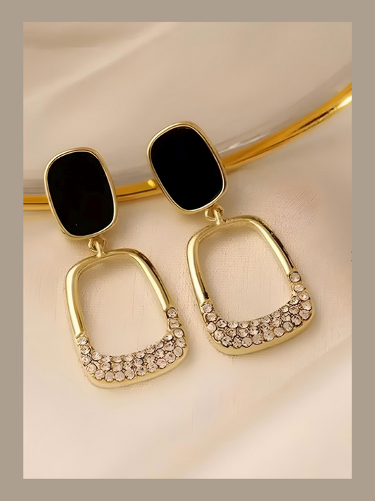 Black Stone Studded Drop Earring