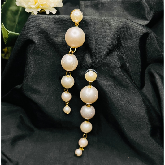Gold-Plated Pearl Dangler Earrings