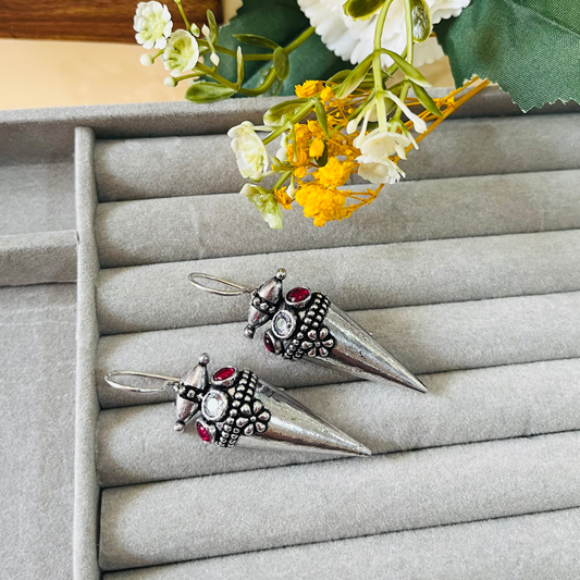 Silver Oxidised Hook Earrings