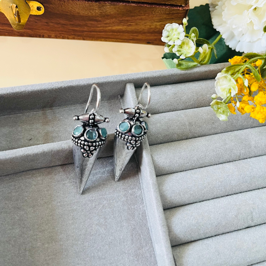 Silver Oxidised Hook Earrings