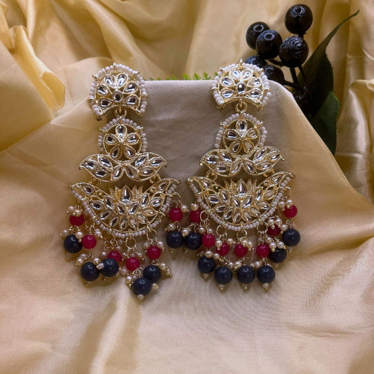 Blue & Pink Kundan Earrings