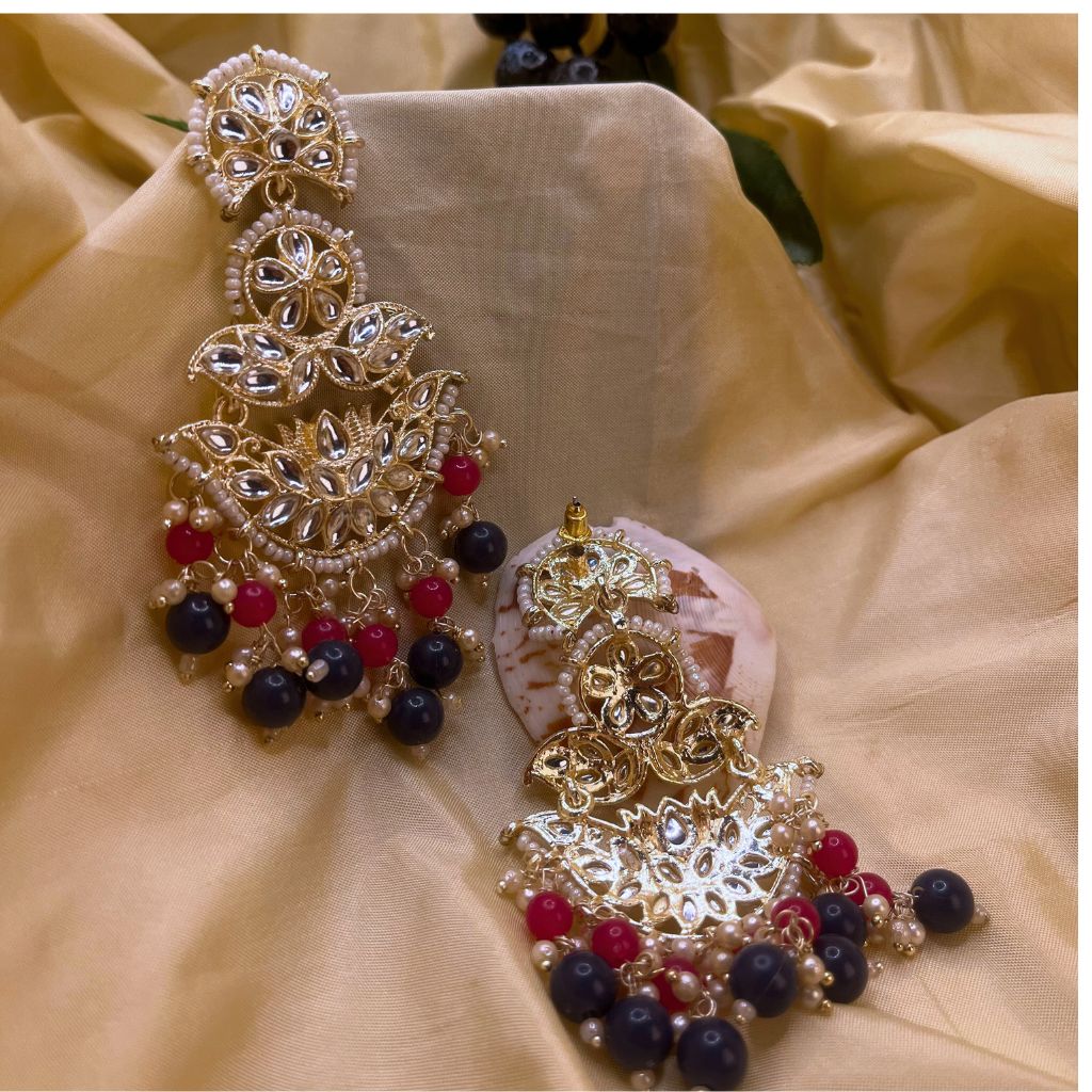 Blue & Pink Kundan Earrings