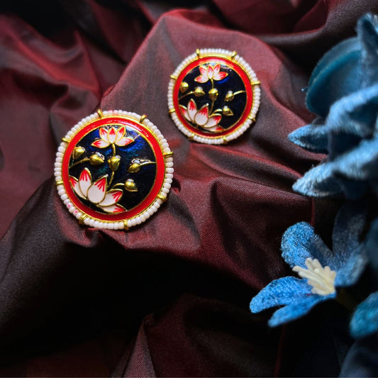 Blue Color Meenakari Studs Earrings