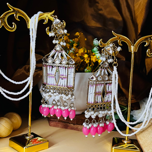 Pink Kundan Doli Earrings