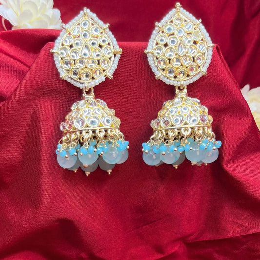 Sky Blue Kundan Earrings