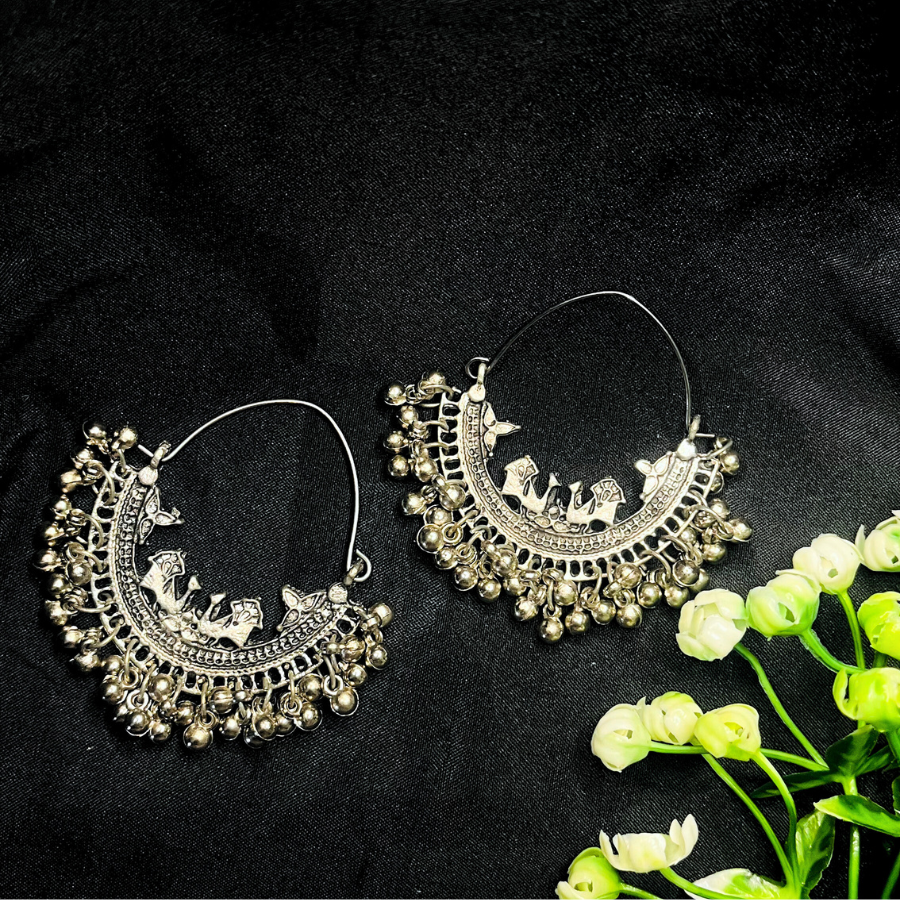 Silver-Toned Contemporary Small Hoop Earrings