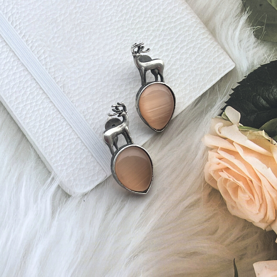 Silver Deer Studs Earrings