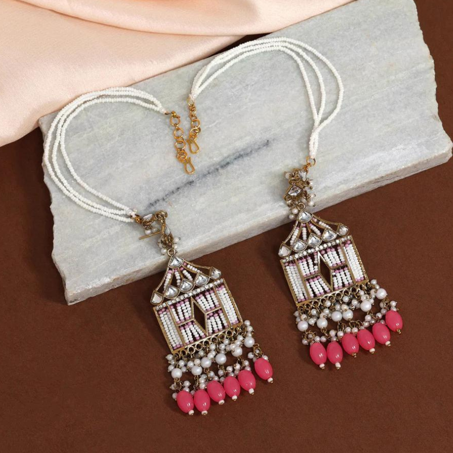Pink Kundan Doli Earrings