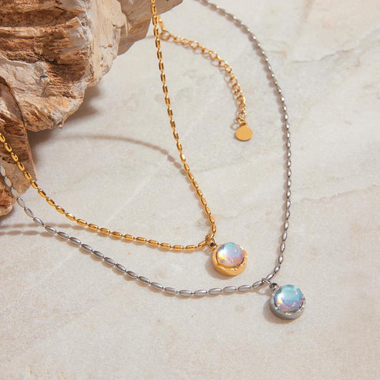 Gold Chain Rainbow Pendant Necklace