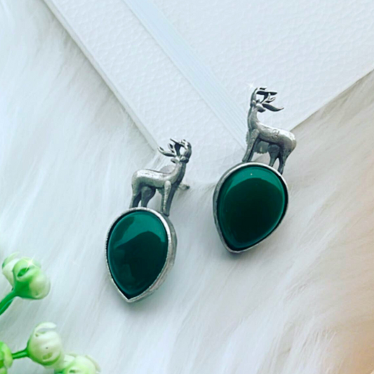 Silver Deer Studs Earrings