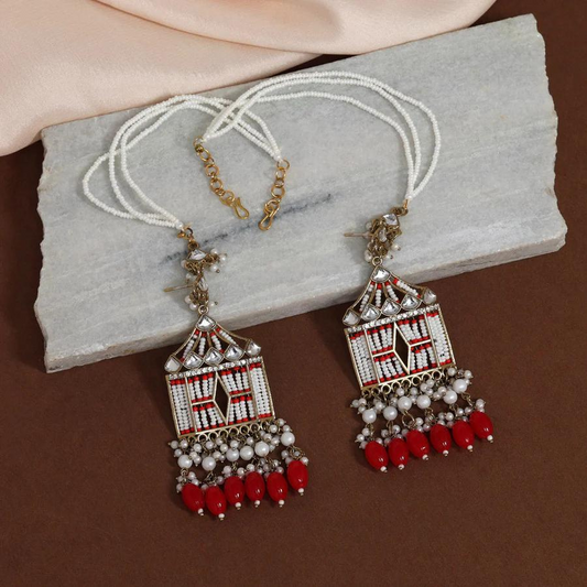 Red Kundan Doli Earrings
