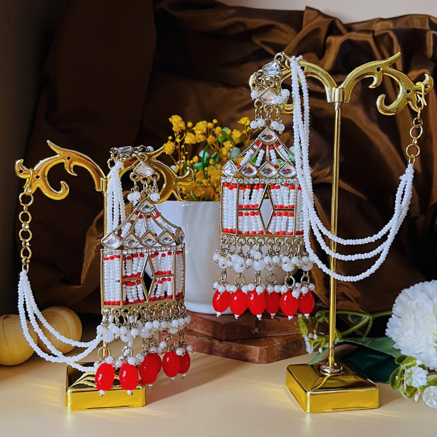 Red Kundan Doli Earrings