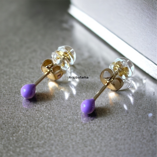 Purple Drop Stud Earrings