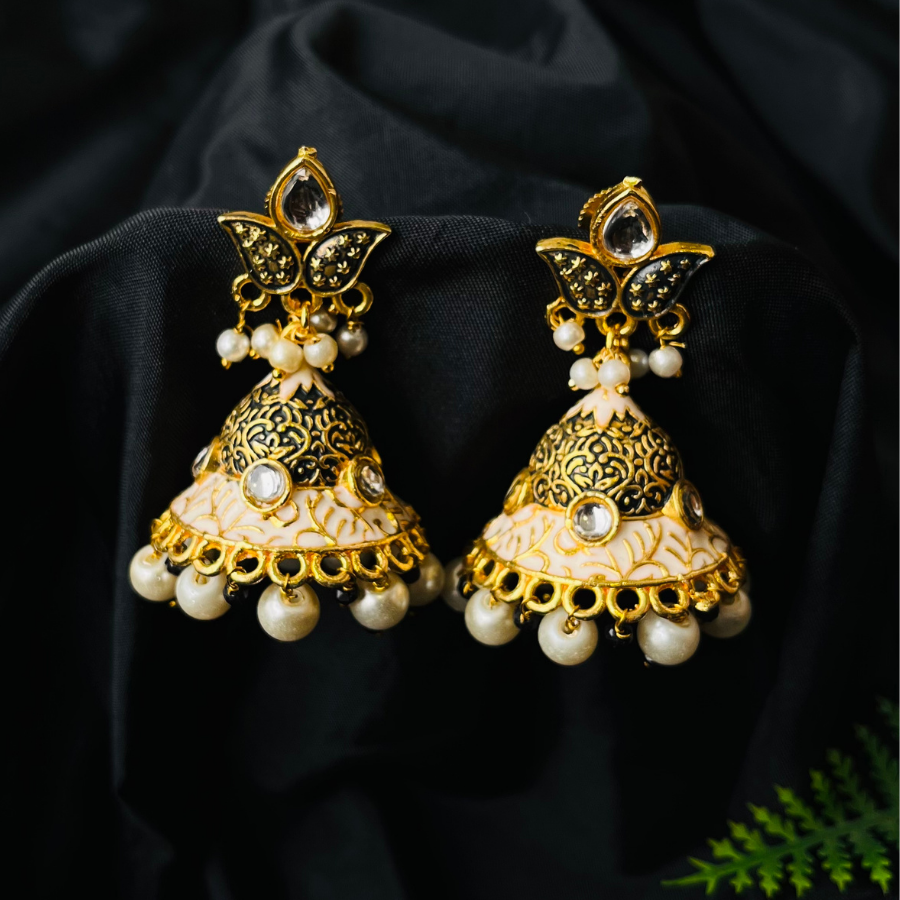 Black Gold Plated Small Jhumki Earrings