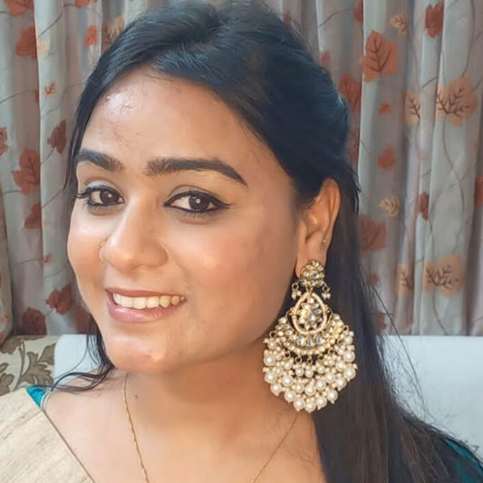 White Color Kundan Earrings