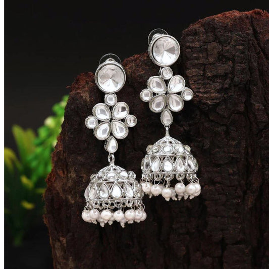 Silver Kundan Earrings