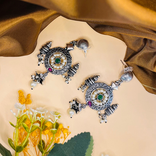 Oxidised Silver Drop Earrings