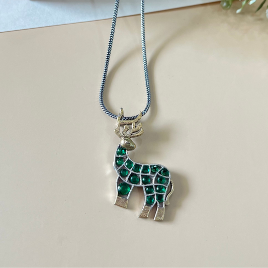 Dual Tone Deer Pendant Necklace