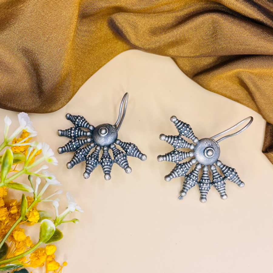 Oxidised Silver Drop Earrings