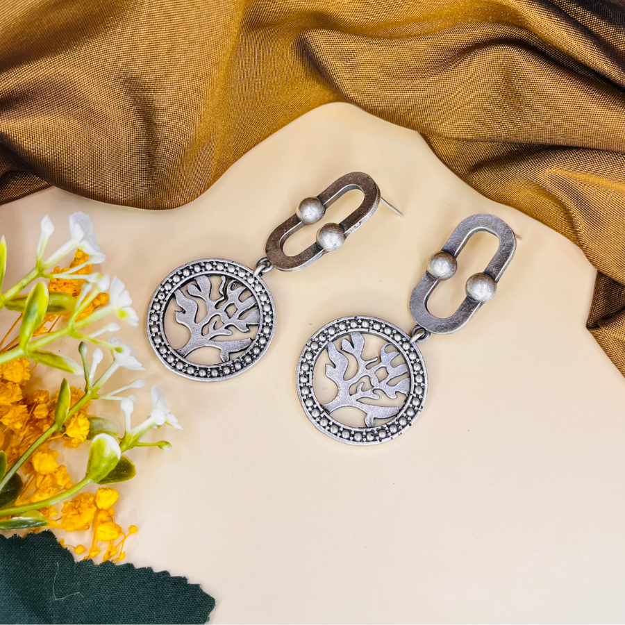 Oxidized Silver Drop Earrings