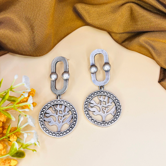 Oxidized Silver Drop Earrings