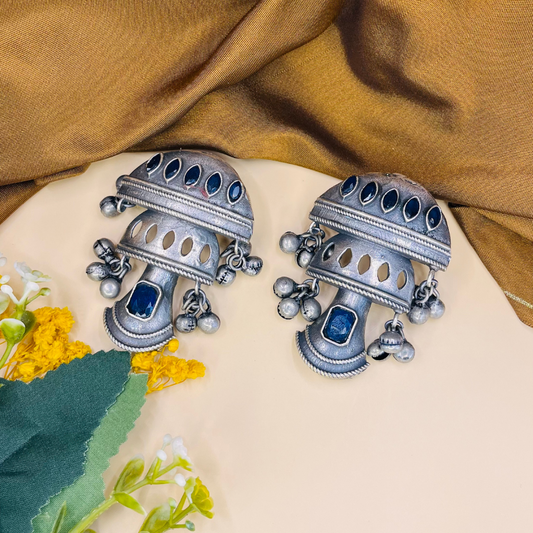 Vintage Oxidised Silver Ghungroo Drop Earrings