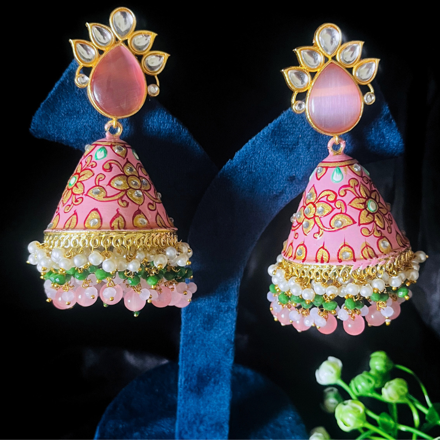 Celebrity Style Meena Jhumka Earrings