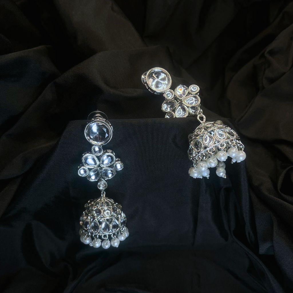 Silver Kundan Earrings