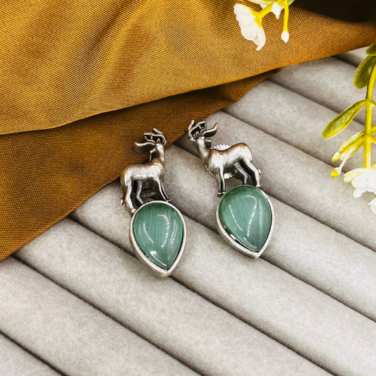 Silver Deer Studs Earrings