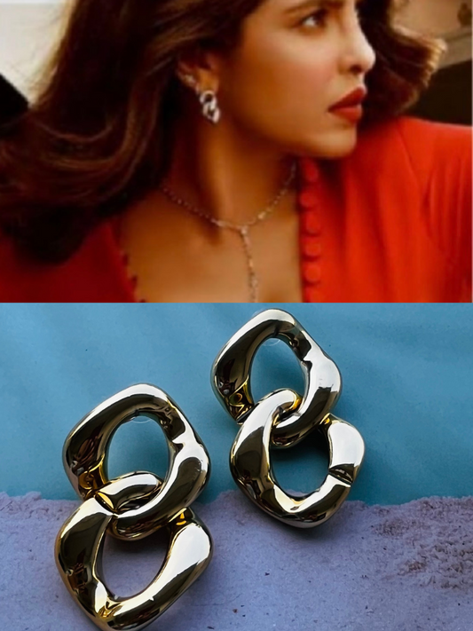 Celebrity style gold earrings