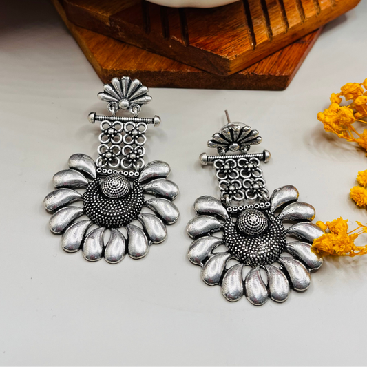 Flower Oxidised Dangler Earring