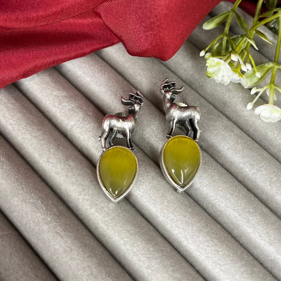 Silver Deer Studs Earrings