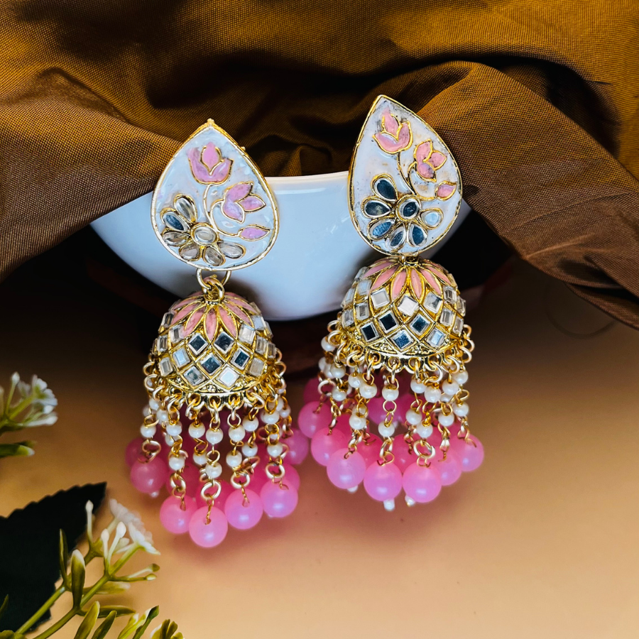 Beautiful Mirror Jhumka Earrings