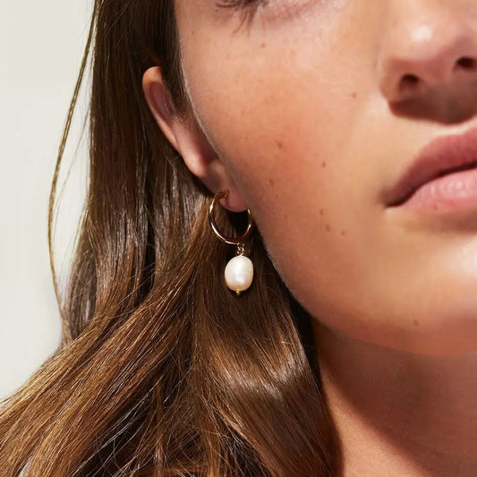 Luxe Pearl Gold Hoop Earrings