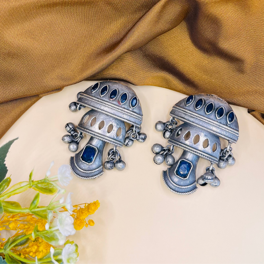 Vintage Oxidised Silver Ghungroo Drop Earrings