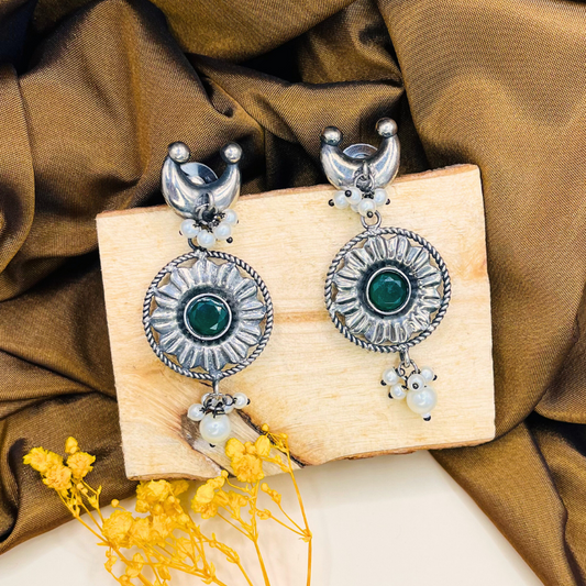 Light Weight Silver Chandbali Earrings