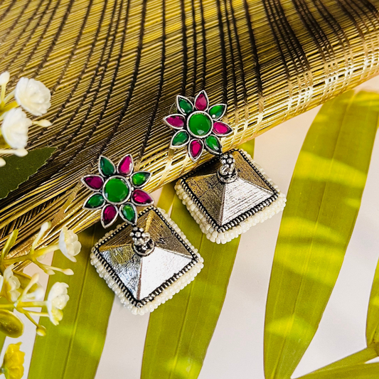 Multicolor Stone Small Jhumki Earrings