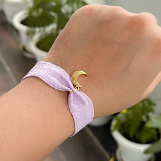 Moon Charm Lavender Band Bracelet