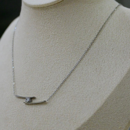 Silver Stone Chain Necklace