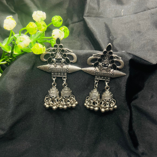 Antique Finishing Oxidised Silver Earrings