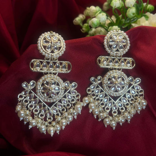 Off White Kundan Earrings