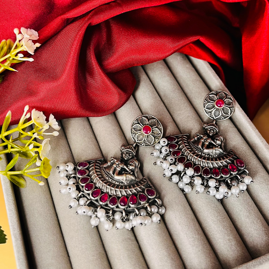 Trendy Pearl Silver Earrings